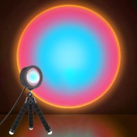 Sunset Lamp Tripod Rainbow Projector Lamp 10W Led Projection Night Light 360 Degree Rotation Romantic Rainbow Light Usb Chargin