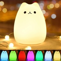 Youoklight Portable Silicone Night Light For Kidssilicone Cat Lampusb Rechargeable Children Night Light With Warm White And 7