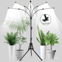 Garpsen Grow Lights For Indoor Plants 5 Heads Full Spectrum Grow Light With Adjustable Tripod Stand Sturdy Clip 100Pcs Leds