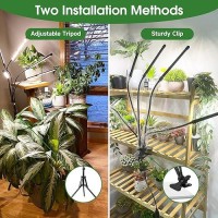 Garpsen Grow Lights For Indoor Plants 5 Heads Full Spectrum Grow Light With Adjustable Tripod Stand Sturdy Clip 100Pcs Leds