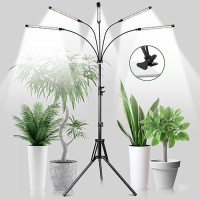 Garpsen Grow Lights For Indoor Plants 5 Heads Full Spectrum Grow Light With Adjustable Tripod Stand Sturdy Clip 100Pcs Leds