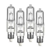 4 Pack Jde11 Bulb,120V 100W Halogen Candelabra Bulbs,T4 Mini Base Jd E11 Bulb ,Dimmable 2700K Warm White(Replacement E11 Led Bulb),For Chandeliers,Candelabra,Ceiling Fan, Table Lamps, Cabinet Lighting