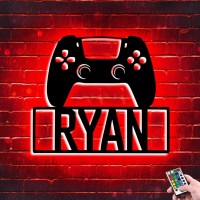 Personalized Gamer Metal Sign Wall Art Lamp Led Game Neon Sign Night Lights Custom Name Home Decor Gamer Sign For Teen Boys Game Room Decor Bedroom Wall Decoration