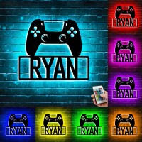 Personalized Gamer Metal Sign Wall Art Lamp Led Game Neon Sign Night Lights Custom Name Home Decor Gamer Sign For Teen Boys Game Room Decor Bedroom Wall Decoration