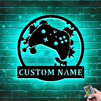 Personalized Gamer Metal Sign Wall Art Lamp Led Game Neon Sign Night Lights Custom Name Home Decor Gamer Sign For Teen Boys Game Room Decor Bedroom Wall Decoration