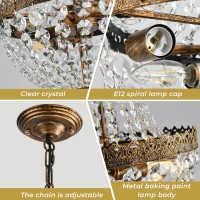 Kaiqi 4 Lights French Empire Mini Crystal Chandelier Farmhouse Pendant Lighting Bronze Finish Ceiling Light Fixture For Dining