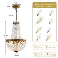 Kaiqi 4 Lights French Empire Mini Crystal Chandelier Farmhouse Pendant Lighting Bronze Finish Ceiling Light Fixture For Dining