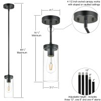 Catahota Milano 1-Light Matte Black Pendant Lights, Kitchen Pendant Light Fixture Over Sink, Dining Table, Indoor Pendant Light For Bedroom Living Room Kitchen And Dining Room Etc (Ch-P2203-1Blk)