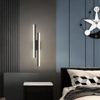 Ligkin Led Indoor Wall Light 16 W Modern Wall Lamp 6500 K Cool White Black Long Wall Light Bedroom Indoor Light For Living Room Stairs Hallway 65 Cm