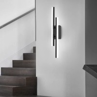 Ligkin Led Indoor Wall Light 16 W Modern Wall Lamp 6500 K Cool White Black Long Wall Light Bedroom Indoor Light For Living Room Stairs Hallway 65 Cm