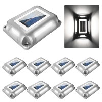 Crepow Solar Deck Lights Driveway Dock Lights 8 Packs Waterproof 1200Mah Solar Powered Outdoor Led Aluminum Dock Lighting Road