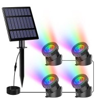 Crepow Solar Pond Lights Super Bright Rgb Led Underwater Spotlights Color Changing Submersible Pond Lights Ip68 Waterproof Fount