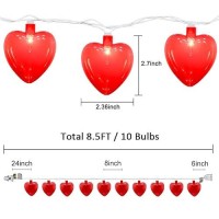 85Ft Heart String Lights Valentines Day Red Heart Decorations String Lights Outdoor With 10 Bulbs Connectable Valentines Da