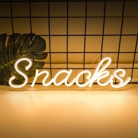 Kanaya Snacks Neon Sign, Snack Bar Sign Art Wall Decor, Usb Battery Powered Warm White Snacks Neon Light Sign, For Cake Candy Shop Snack Stall Mancave Coffee Bars, 15?.3 Inch