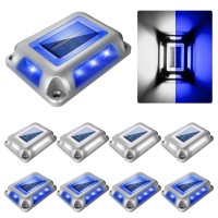 Crepow Solar Deck Lights Driveway Dock Lights8 Packs Bluewhite 2 Colors In 1 Waterproof 1200Mah Solar Powered Outdoor Led Al