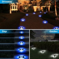 Crepow Solar Deck Lights Driveway Dock Lights8 Packs Bluewhite 2 Colors In 1 Waterproof 1200Mah Solar Powered Outdoor Led Al