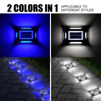 Crepow Solar Deck Lights Driveway Dock Lights8 Packs Bluewhite 2 Colors In 1 Waterproof 1200Mah Solar Powered Outdoor Led Al