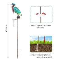 Lewis&Wayne 43 Solar Heron Rain Gauge Outdoor Decorative Metal Stake Led Lights With Glass Tube Solar Pathway Lights For Garden, Yard, Patio, Lawn Decor