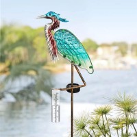 Lewis&Wayne 43 Solar Heron Rain Gauge Outdoor Decorative Metal Stake Led Lights With Glass Tube Solar Pathway Lights For Garden, Yard, Patio, Lawn Decor