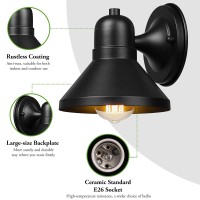 Brightever Outdoor Wall Lantern, 2-Pack Exterior Wall Light Fixtures, Waterproof Anti-Rust Black Wall Mount Lighting, Small E26 Socket Outside Lights For House, Front Porch, Playhouse, Garage