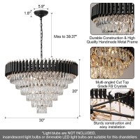 Axilixi Black And Gold Crystal Chandeliers 30 Modern Dining Room Chandelier Round 6 Tiers K9 Crystal Large Pendant Light Fixt