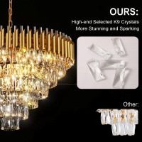 Axilixi Gold Crystal Chandelier Modern 30 Round Chandeliers For Dining Room K9 6Tier Extra Large Ceiling Pendant Light Fixtu