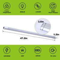 Greess 3 Pack 4 Foot Led Shop Light 4Ft 48W 5280Lm Linkable Led Shop Light For Garage 3000K4000K5000K Selectable Led Integra