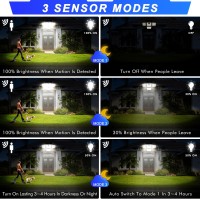 Ameritop 4Head Motion Sensor Solar Lights 6500K Outdoor Garden Pathway Weatherproof Ip65 Waterproof 1 Pack