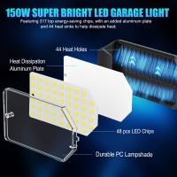 Led Garage Light Bulbs 150W 15000Lm 6500K Super Bright Garage Lighting With 6 Adjustable Panels E26E27 Screw In Deformable Gara