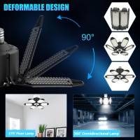 Led Garage Light Bulbs 150W 15000Lm 6500K Super Bright Garage Lighting With 6 Adjustable Panels E26E27 Screw In Deformable Gara