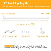 Vanoopee 8Light Led Track Lighting Kit With 66Ft H Type Track Rails Dimmable Track Light Heads Bright Ceiling Spotlight Fixtu