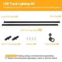 Vanoopee 8Light Led Track Lighting Kit With 66Ft H Type Track Rails Dimmable Track Light Heads Bright Ceiling Spotlight Fixtu