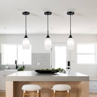 Viinew Mini Glass Pendant Light 472 Black White Glass Pendant Lights 3Pack Handblown White Art Oval Glass Hanging Pendant Li