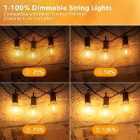 Brightown Outdoor String Lights 50Ft- Led String Lights G40 Globe Patio Lights Energy Saving With 25 Led Bulbs, Shatterproof Hanging Outdoor Lights For Christmas Outside Garden Backyard Cafe