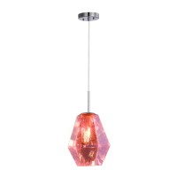 Carro Home Stier Jewel Tone Glass Pendant Light Rose Pink Sapphire