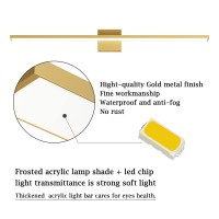 Ralbay Modern Led Gold Vanity Light For Bathroom 40Inch 38W Frosted Aluminum Gold Bathroom Wall Lighting Fixtures Over Mirror Wh