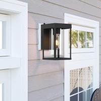 Lampression 2-Pack Black Outdoor Wall Light Fixtures, Dusk To Dawn Exterior Wall Lantern Sconce, 9