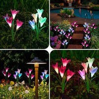 Solarbaby Solar Lights Outdoor Garden 4 Pack Solar Garden Lights Outdoor Waterproof Multicolor Changing Led Solar Flower With B