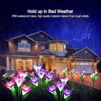 Solarbaby Solar Lights Outdoor Garden 4 Pack Solar Garden Lights Outdoor Waterproof Multicolor Changing Led Solar Flower With B