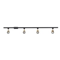 Globe Electric Tribeca 56 Inch Matte Black 4Light Adjustable Track Ceiling Lighting Kit Fixture With Brass Cylindrical Track He