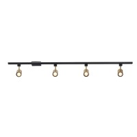 Globe Electric Tribeca 56 Inch Matte Black 4Light Adjustable Track Ceiling Lighting Kit Fixture With Brass Cylindrical Track He