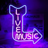 Cktbley Live Music Neon Signs For Wall Decor Music Led Word Light Sign Pink Neon Light Blue Neon Light Up Letters Sign For Bedro