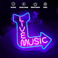 Cktbley Live Music Neon Signs For Wall Decor Music Led Word Light Sign Pink Neon Light Blue Neon Light Up Letters Sign For Bedro