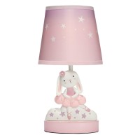 Bedtime Originals Tiny Dancer Bunny Stars Pink Nursery Lamp With Shade Bulb