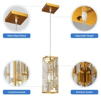 Fdpby Gold Pendant Lighting Modern Pendant Light Mini Crystal Chandeliers Adjustable Pendant Light Fixture For Kitchen Island D