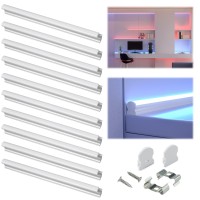 Muzata 10Pack 1Ft/12Inch Cabinet Lighting Led Neon Spotless U Shape Silver Aluminum Channel System With 60?Curved Thicker Milky White Cover Diffuser For Wardrobe Closet Cupboard U108 Ww Ln1