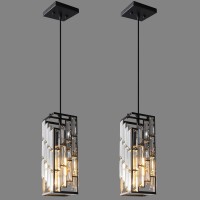 Fdpby Black Pendant Lighting Modern Pendant Light Mini Crystal Chandeliers Adjustable Pendant Light Fixture For Kitchen Island