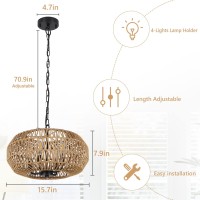 Farmhouse Rattan Pendant Lights, 15.7