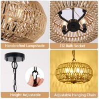 Farmhouse Rattan Pendant Lights, 15.7