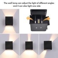 Mille Lucciole Outdoor Wall Lights,12W Outdoor Wall Sconces,Exterior Lighting Fixtures Ip65 Waterproof Square Aluminum,Exterior Wall Sconce 1020Lm,Up And Down Lights Modern Black?4 Pack 6500K?